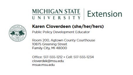 business card example